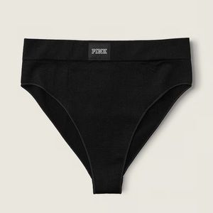 Victoria’s Secret PINK High Waist Ribbed Black Bikini Panty Medium